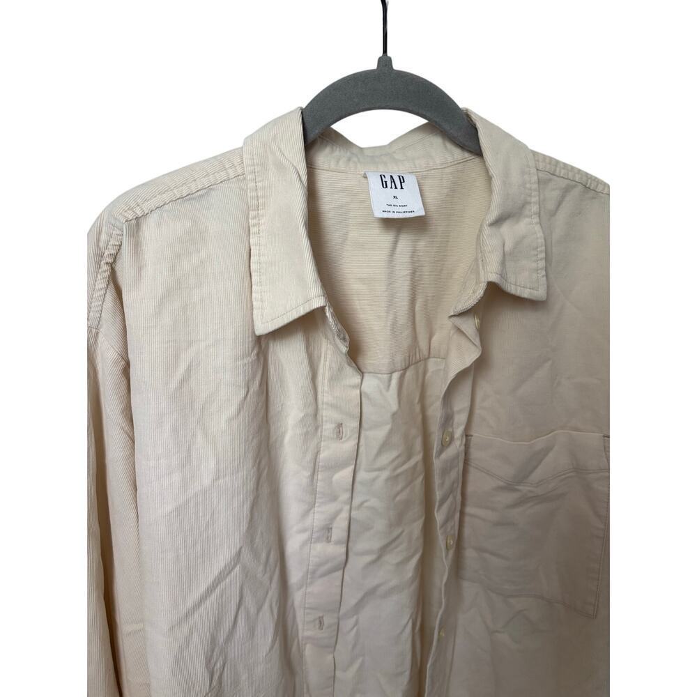 GAP The Big Shirt XL Cream Corduroy Button Up Oversized 100% Cotton Shirt - Picture 5 of 9